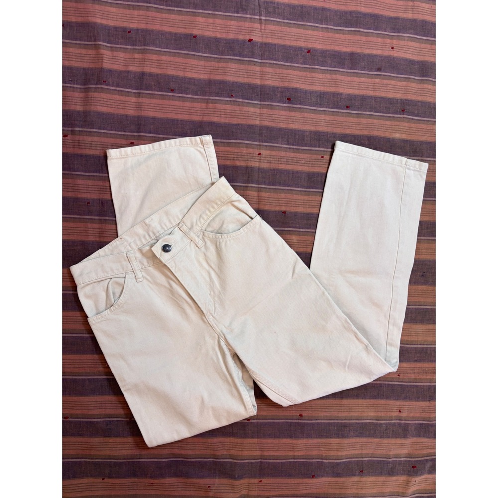 Vintage 80s Levis 518 Straight Leg Jeans Off White Cream twill Denim